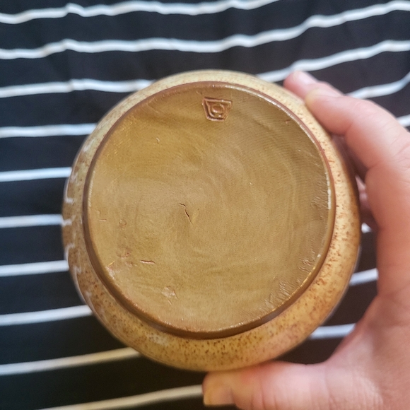 VTG Deneen Pottery Two-Toned Yellow & Brown Vase - Picture 3 of 4